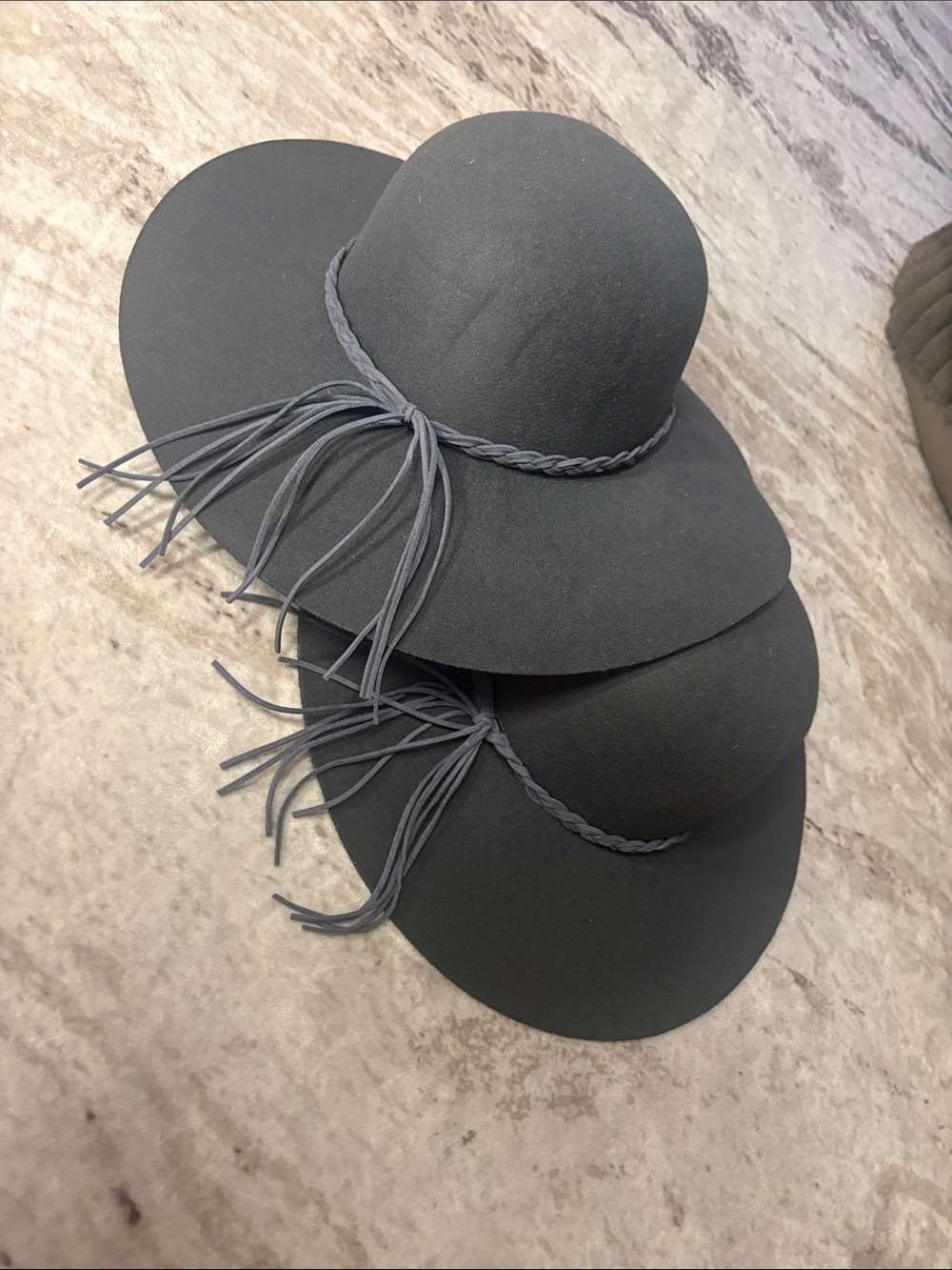 Classic Black Wool Felt Fedora with Braided Band NWOT